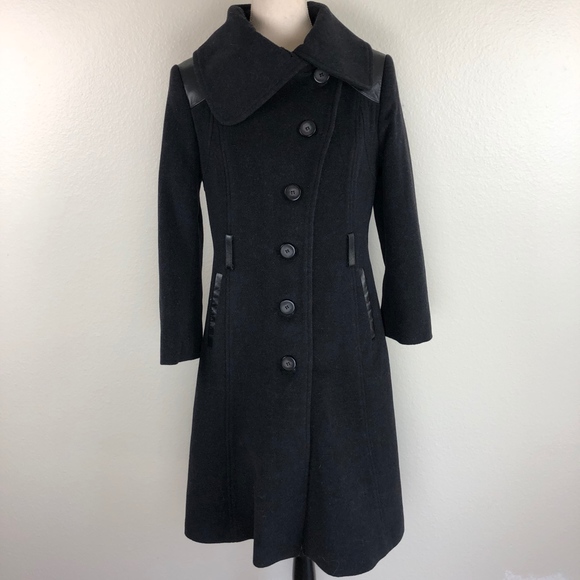 Mackage Jackets & Blazers - Mackage Black Wool Cashmere Leather Pea Coat